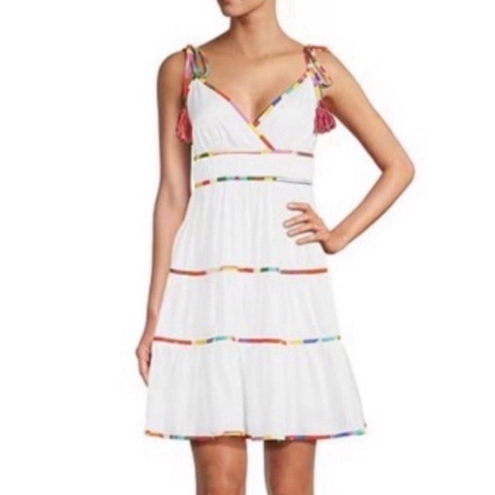 Antonio Melani Keri Cotton Voile V-Neck Sleeveless A-Line Dress NWT White